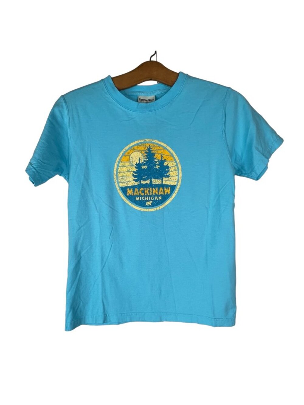 Mackinaw Michigan TShirt Medium Hanes Comfort Wash Crewneck Short Sleeve Kid NEW